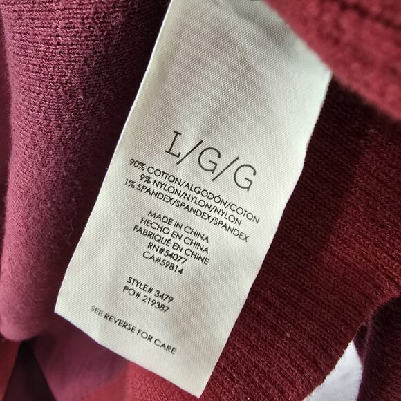 Cabi Sweater Womens Large Red Cardigan Two Tone Open Cotton 3479 - Picture 8 of 11